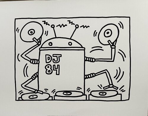 Keith Haring (1958-1990),  DJ 84, 1983, Copyright Keith Haring Foundation, Licensed by Artestar New York, Printed in the UK 43/55 OYD9G6 von Keith Haring, Druck kaufen auf Singulart