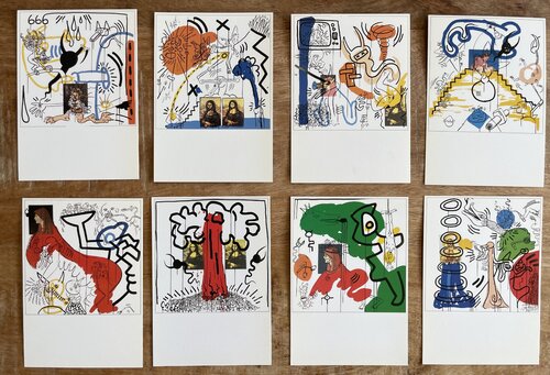 Keith Haring (1958-1990), Apocalypse, 1988, Courtnesy George Mulder, New York,  set of 8 offset lithograph postcard, Printed in Holland A3259, A3257, A3254,A3260,A3256,A3262,A3258,A3261 van Keith Haring, Afdruk te koop op Singulart