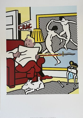 Roy Lichtenstein (1923-1997),  Tintin Reading, 1993, copyright Roy Lichtenstein & Sabam Brussels 1995, Printed in Belgium by Roy Lichtenstein, Print for Sale on Singulart
