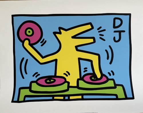Keith Haring (1958-1990), Untitled (DJ), 1983, copyright Keith Haring Foundation, licensed by Artestar NY, Printed in U.K. 14/36 0X2LY8 Large size von Keith Haring, Druck kaufen auf Singulart