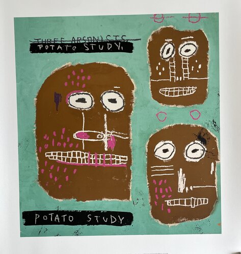Jean Michel Basquiat (1960-1988), Three Arstonists, 1983, (Patato Study), Copyright Estate of Jean Michel Basquiat, Licensed by Artestar New York, Printed in the UK 21/24 0X77P8 by Jean-Michel Basquiat, Print for Sale on Singulart