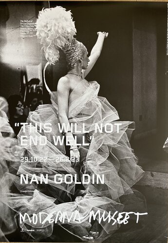 Nan Goldin, exibition poster  “This Will Not End Well” Naomi presenting a stage show, Boston (1973) fran The Other Side, 1992-2021 diabildspel, , copyright Nan Goldin by Nan Goldin, Print for Sale on Singulart
