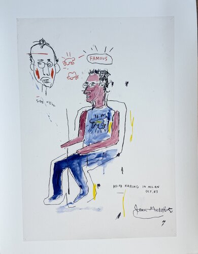 Jean Michel Basquiat (1960-1988), Sketch of Keith Haring, 1983, copyright Estate of Jean Michel Basquiat, Licensed by Artestar New York,Printed in the UK 16/54 0Y4969 von Keith Haring, Druck kaufen auf Singulart