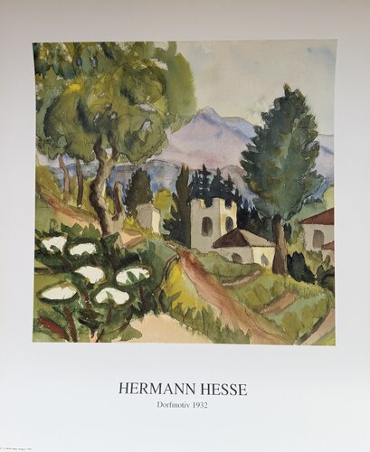 Hermann Hesse (1877–1962), Dorfmotiv, 1932, copyright Heiner Hesse, Arcegno 1993, Printed in Germany von Hermann Hesse, Druck kaufen auf Singulart