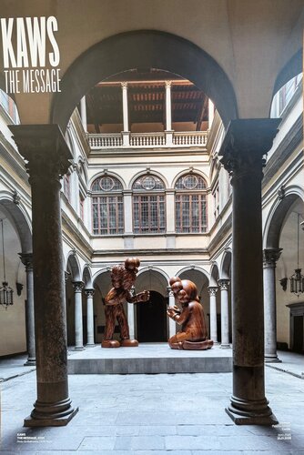 KAWS exhibition poster “THE MESSAGE”, Printed for the exhibition at Palazzo Strozzi and credited to photographer Ela Bialkowska (OKNO Studio) di KAWS, Stampa in vendita su Singulart