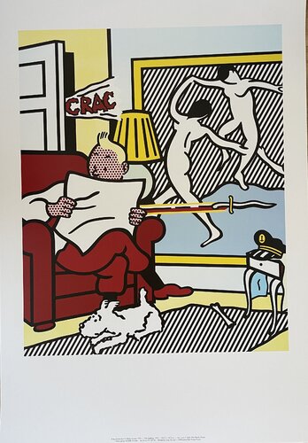 Roy Lichtenstein (1923-1997),  Tintin Reading, 1993, copyright Roy Lichtenstein & Sabam Brussels 1995, Printed in Belgium by Roy Lichtenstein, Print for Sale on Singulart