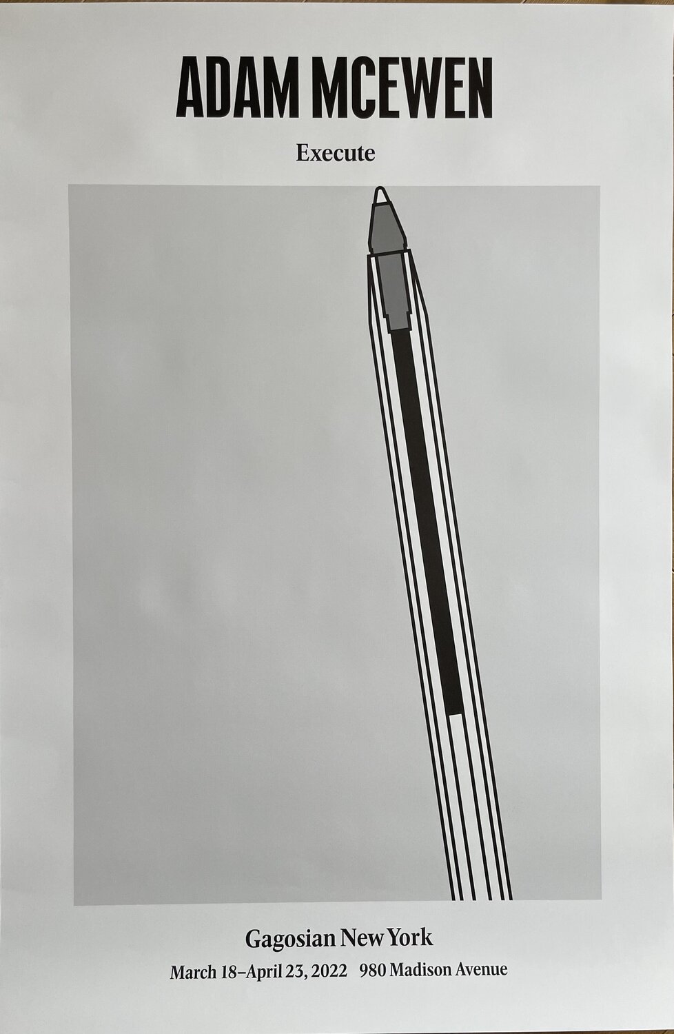 Adam McEwen, Execute, Orginal Exhibition Poster, Printed in the USA Adam McEwen Druck zu verkaufen