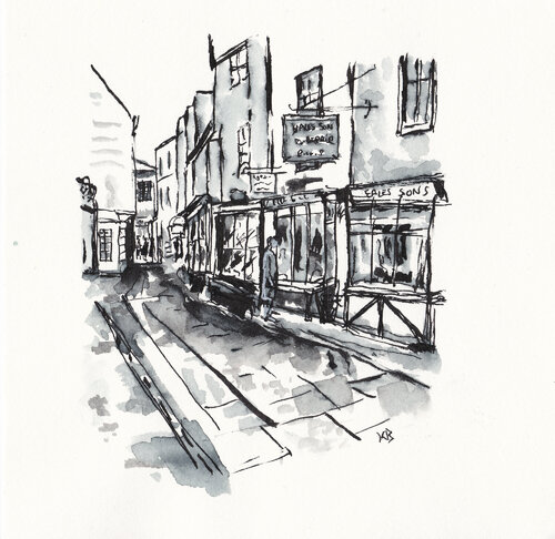 The Meeting House, The Lanes, Brighton di Karina Brzostowski, Opera su carta in vendita su Singulart