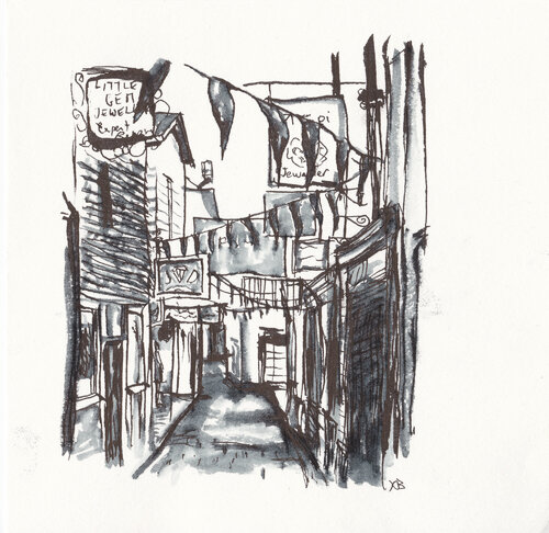 Meeting House Lane, The Lanes, Brighton (UK) di Karina Brzostowski, Opera su carta in vendita su Singulart