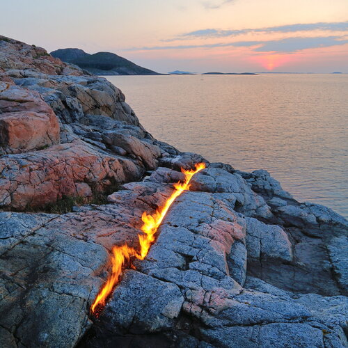 Burning rock at sunset Trond Are Berge