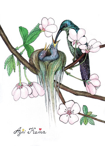 Cute Birds #1 di OLEKSANDRA PETROVSKA, Disegno in vendita su Singulart