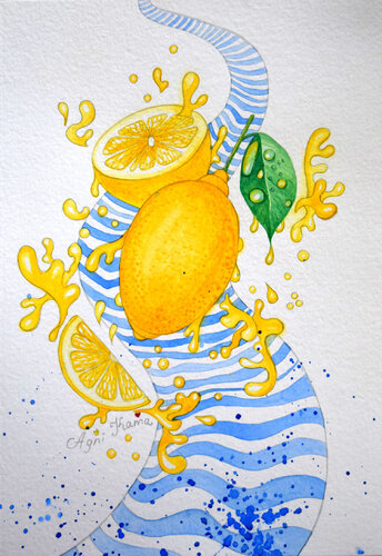 Lemon splash von OLEKSANDRA PETROVSKA, Werk auf Papier kaufen auf Singulart