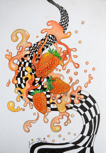 Strawberry game di OLEKSANDRA PETROVSKA, Opera su carta in vendita su Singulart