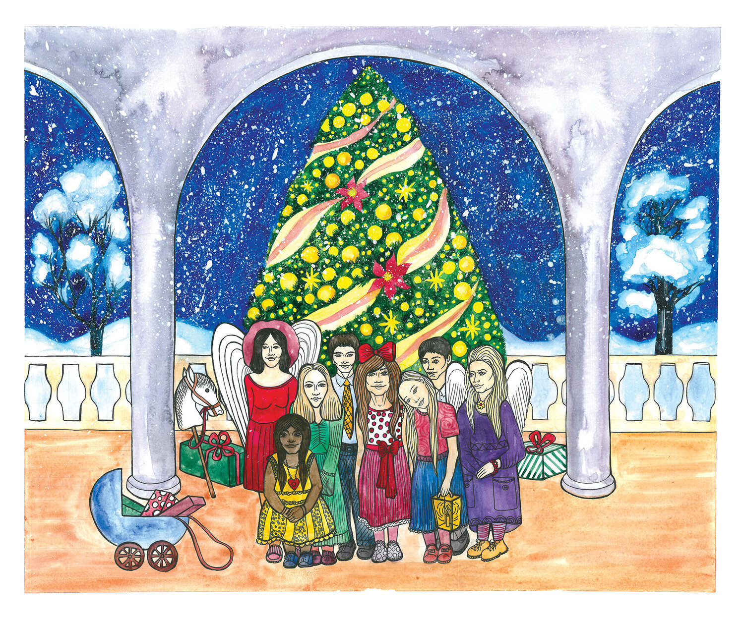Christmas children's concert OLEKSANDRA PETROVSKA Werk auf Papier zu verkaufen