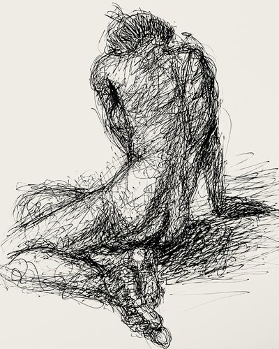 0084- 1LINE series // BACK // fountain pen von Jayme Mestieri, Zeichnungen kaufen auf Singulart