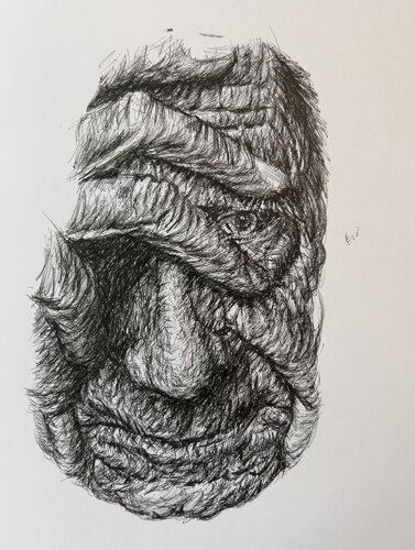 0040-MASKS series //REGRET // fountain pen di Jayme Mestieri, Disegno in vendita su Singulart