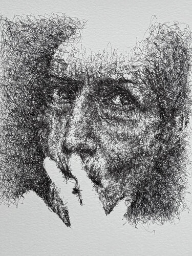 0085- 1LINE series // SMILE //INHALE von Jayme Mestieri, Zeichnungen kaufen auf Singulart