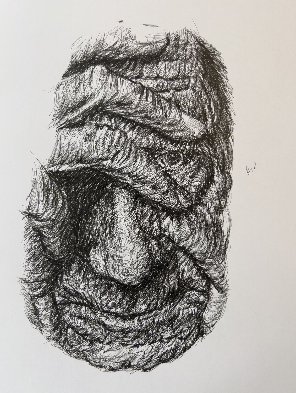 0040-MASKS series //REGRET // fountain pen Jayme Mestieri Zeichnungen zu verkaufen