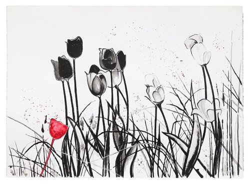 Silent Red di Evi Schartner, Pittura in vendita su Singulart