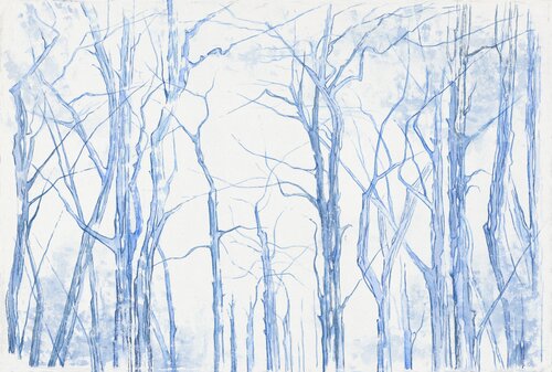 Winter Lines in Blue by Evi Schartner, Painting for Sale on Singulart
