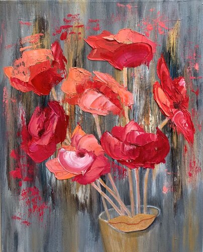 Smile of flowers van Olga Ben Zur, Schilderij te koop op Singulart