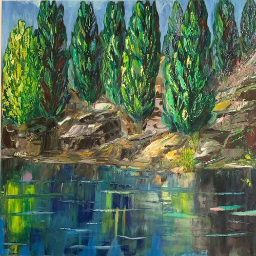 By the Pond van Olga Ben Zur, Schilderij te koop op Singulart