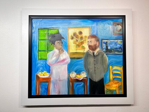 Basquiat conversation with Van Gogh par Gracia Orah, Peinture en vente sur Singulart