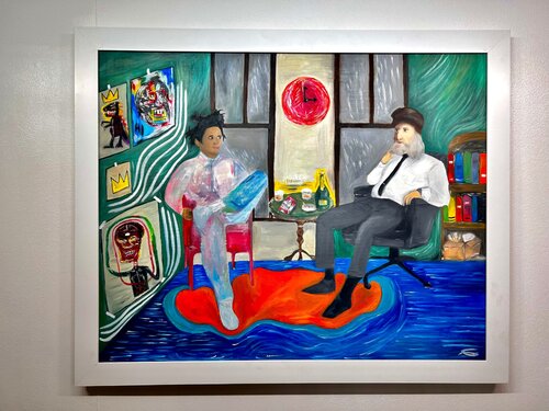 Basquiat Conversation with Leonardo Da Vinci de Gracia Orah, Pintura a la venta en Singulart