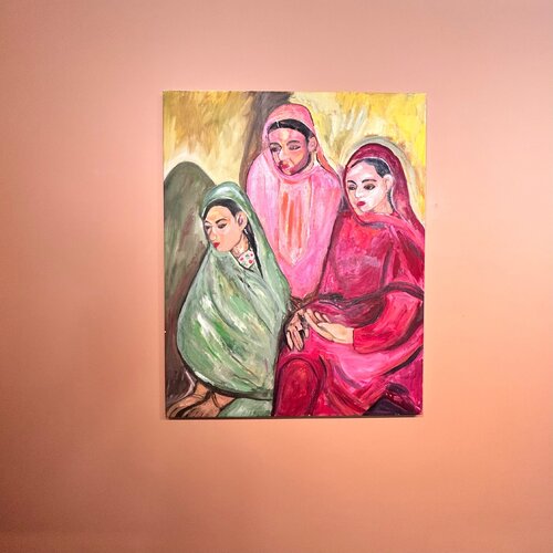 Three girls di Fakhra Ijaz, Pittura in vendita su Singulart
