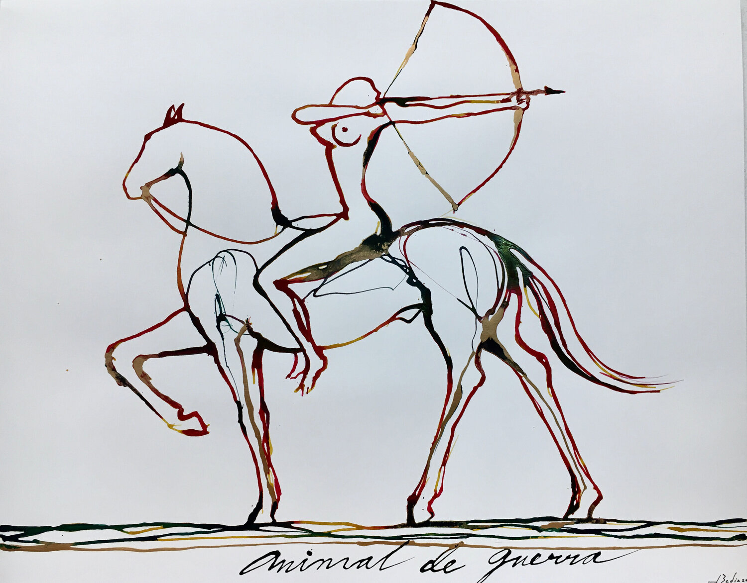 Animal de guerra José Bedia Werk auf Papier zu verkaufen