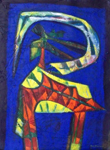 Formas en amarillo y rojo par Raul Pozo Enmanuel, Peinture en vente sur Singulart