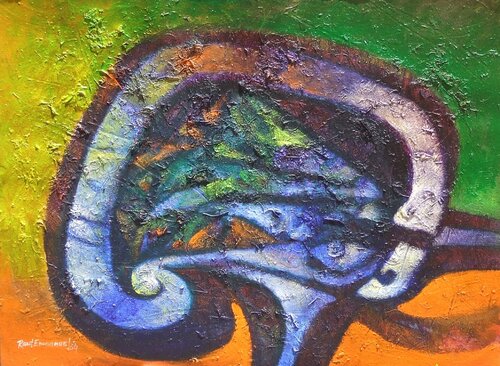 Formas en naranja par Raul Pozo Enmanuel, Peinture en vente sur Singulart