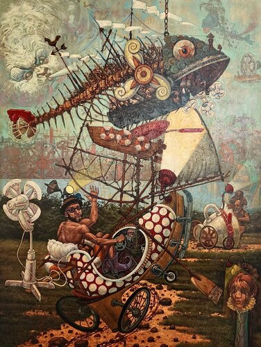 De la series Medios de transportes- Travesia de Victor Heurta Batista, Pintura a la venta en Singulart
