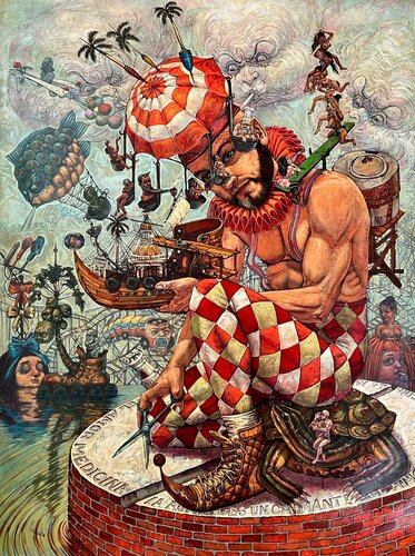 Serie: Parque de diversiones. Título: Temporada de autoretrato o asumir la existencia propia de Victor Heurta Batista, Pintura a la venta en Singulart