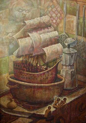 La cucina de mi viejas de Victor Heurta Batista, Pintura a la venta en Singulart