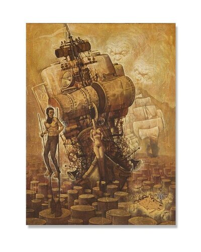 La barca y la dama de Victor Heurta Batista, Pintura a la venta en Singulart