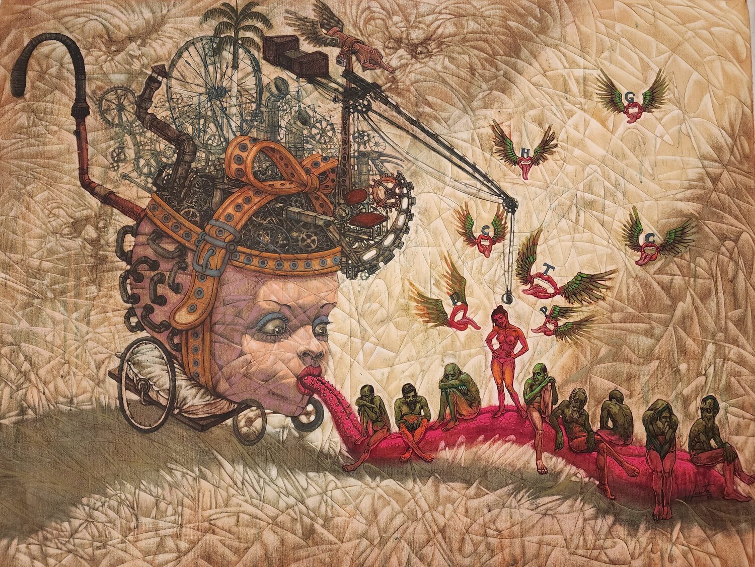 La lengua. De la serie Medios de transporte Victor Heurta Batista Originalgemälde zu verkaufen