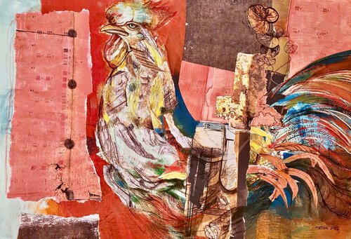 Gallo V de Eduardo Santana, Obra en papel a la venta en Singulart