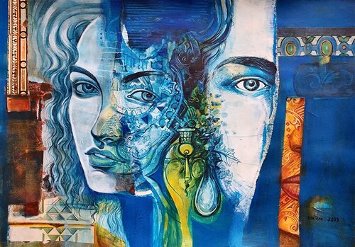 Cabezas ornamentadas VII de Eduardo Santana, Obra en papel a la venta en Singulart