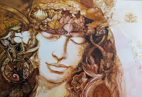 Mujer en sepia de Eduardo Santana, Obra en papel a la venta en Singulart