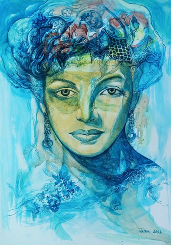 Mujer muy elegante de Eduardo Santana, Obra en papel a la venta en Singulart