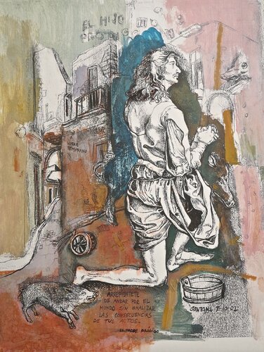 El padre prodigal van Eduardo Santana, Werk op papier te koop op Singulart