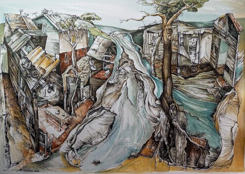 Paisaje marginal van Eduardo Santana, Werk op papier te koop op Singulart