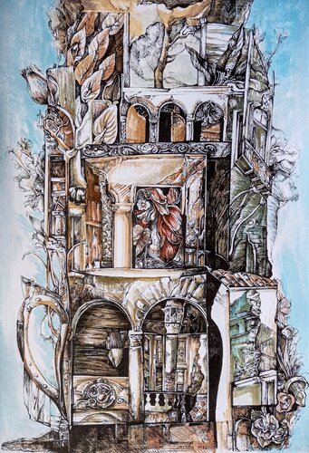 Fachada Florecida van Eduardo Santana, Werk op papier te koop op Singulart