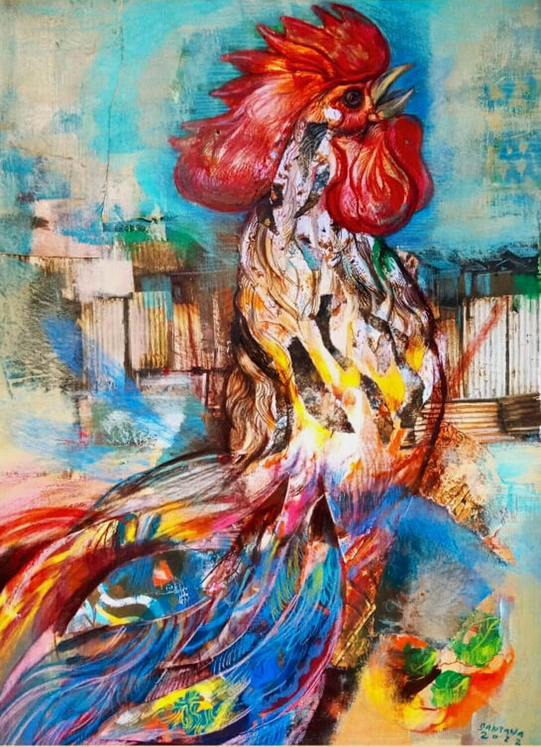 Gallo VI Eduardo Santana Obra en papel en venta