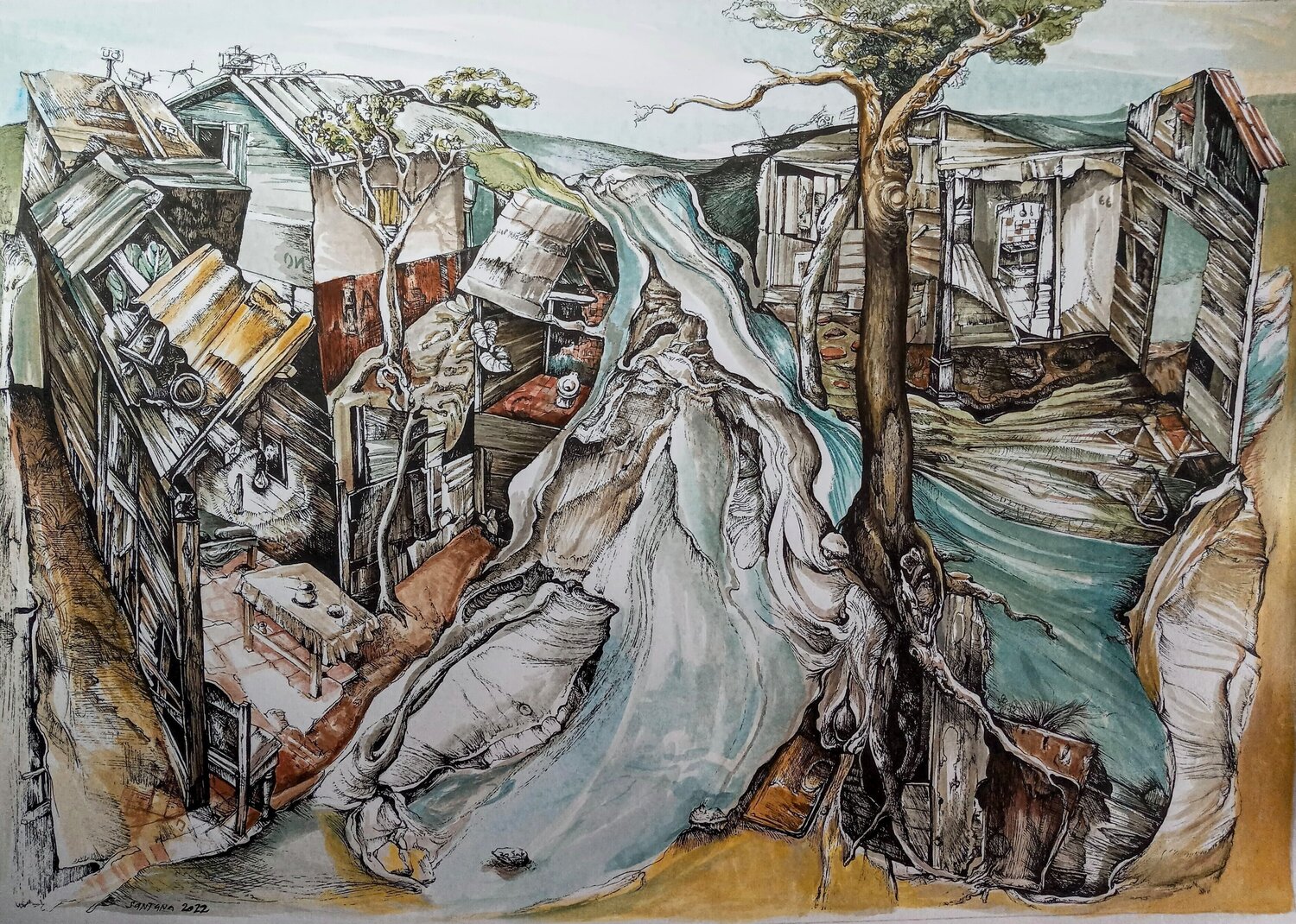 Paisaje marginal Eduardo Santana Opera su carta in vendita