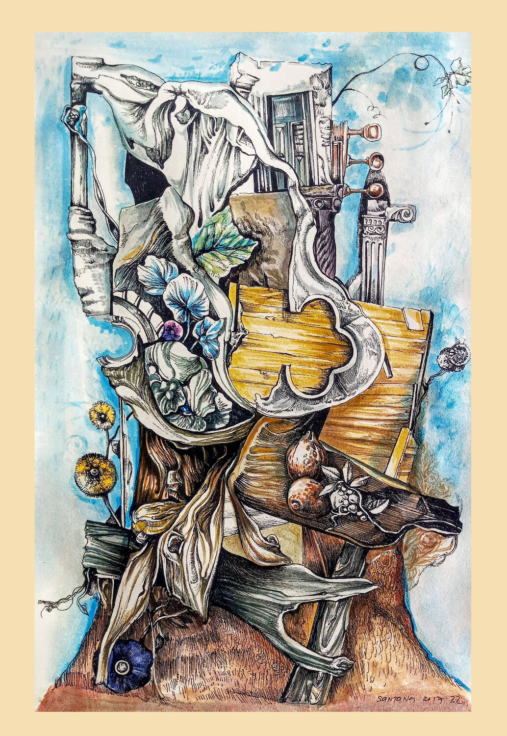Dis caratula Eduardo Santana Werk op papier te koop