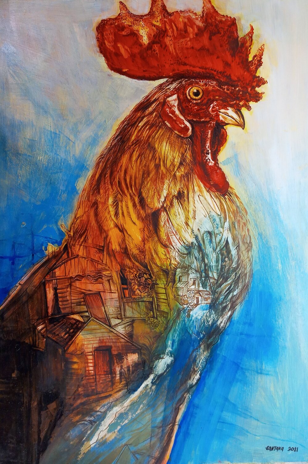 Gallo I Eduardo Santana Werk op papier te koop