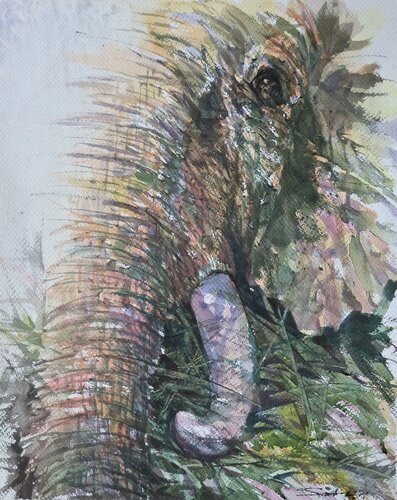 Kuiburi Elephant Reserve VI von Sawan Tantiwan, Werk auf Papier kaufen auf Singulart