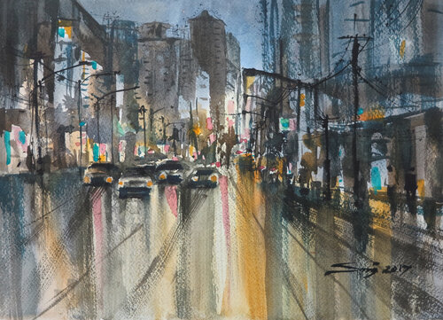 Bangkok streets V von Sawan Tantiwan, Werk auf Papier kaufen auf Singulart